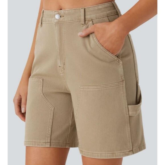 Halara Pants - Halara Flex Washed Denim 4 Pocket Casual Bermuda Shorts Tan Size XS